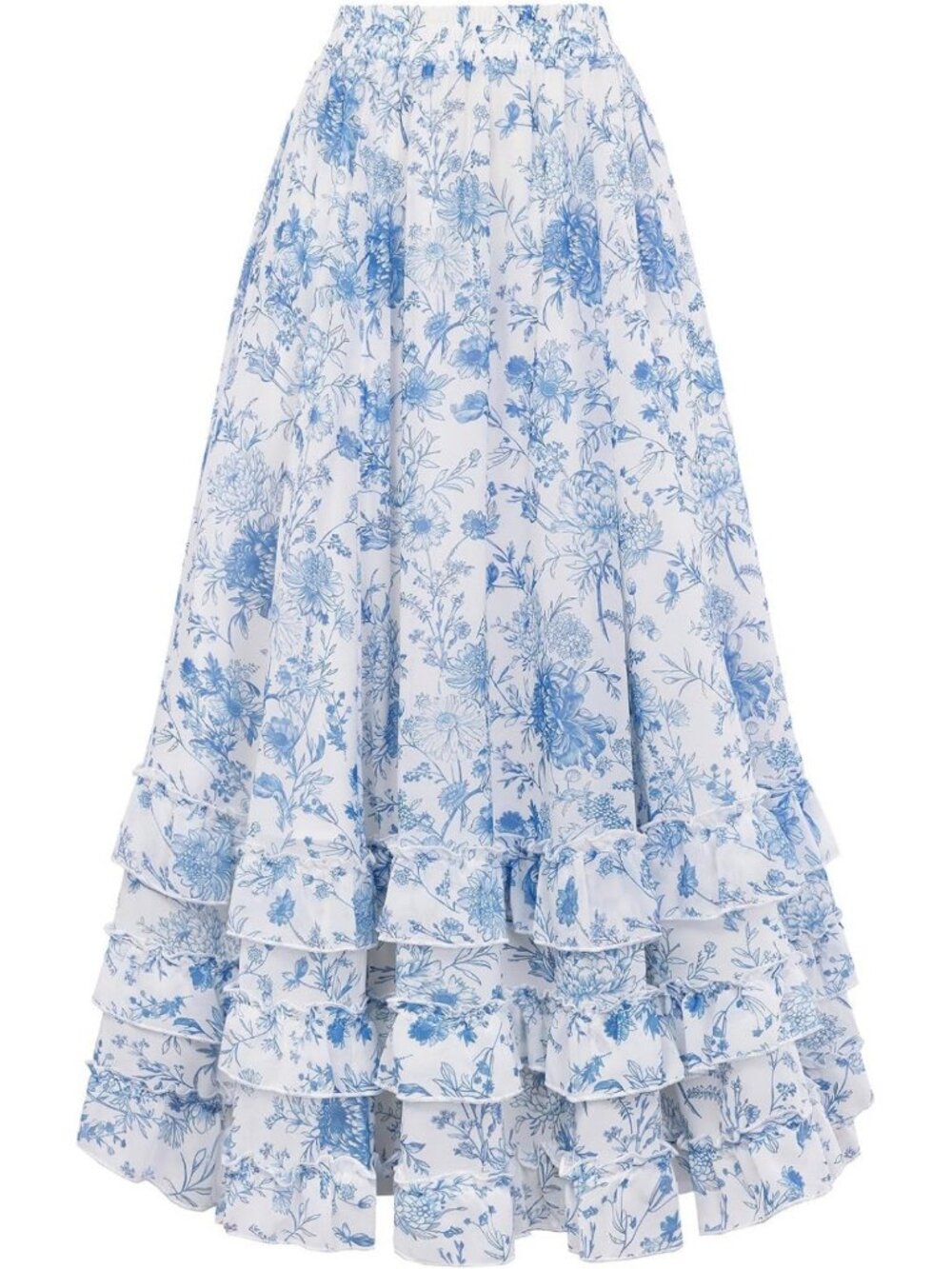 Floral Chiffon Maxi Skirt for Women | Ruffle Long Skirt | Boho Chic Style